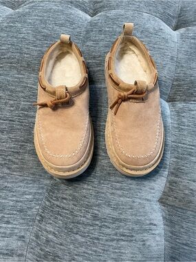 UGG Suede Moccasin Slip-On Shoes in Light Brown